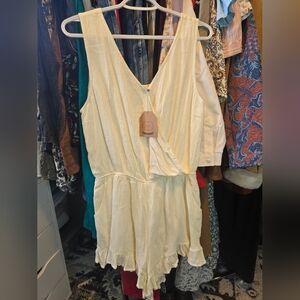 Cream Sleeveless Ruffle Dress